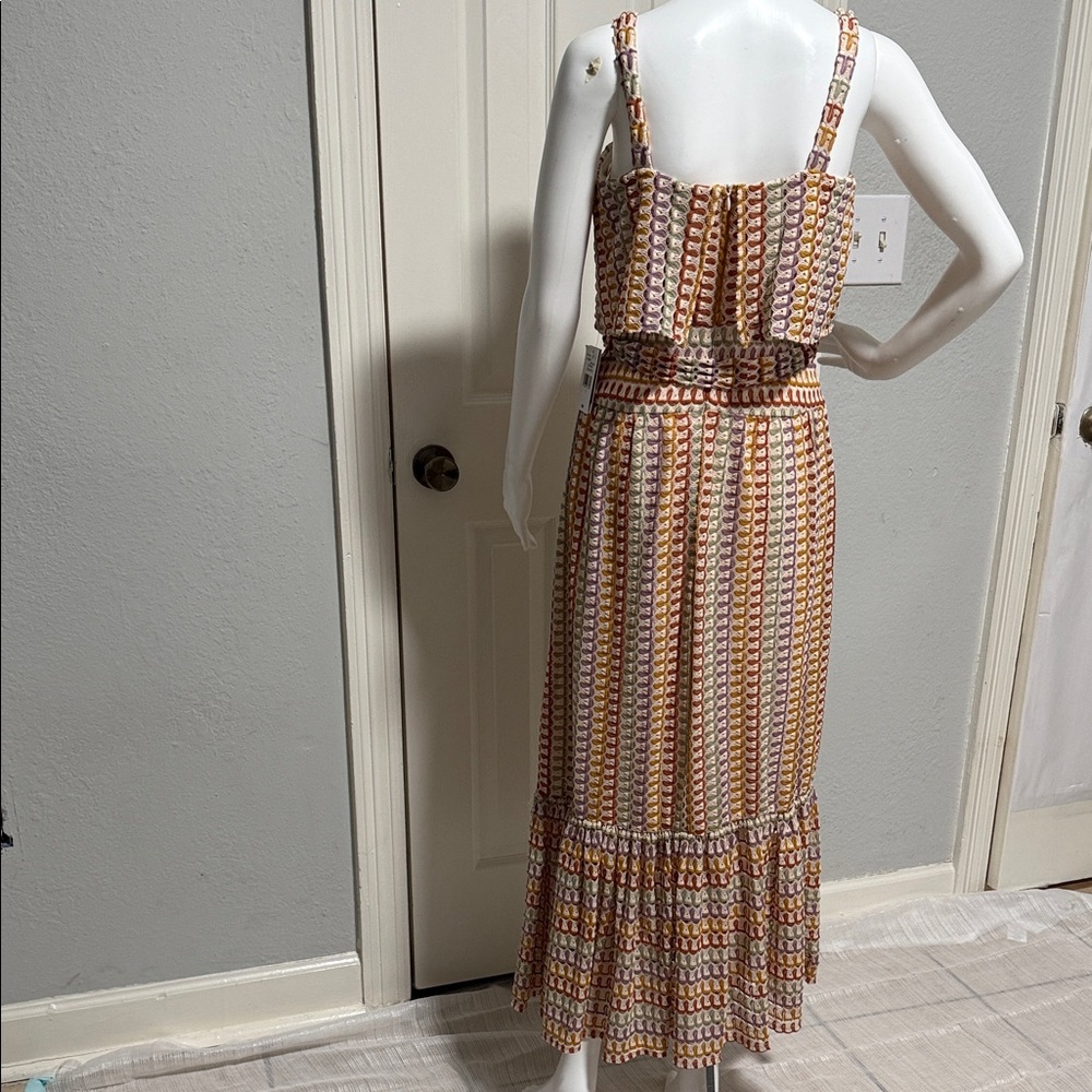 Multicolor Striped Crochet-Style Maxi Dress with Cropped Tank - Picture 3 of 14